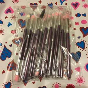 20 piece makeup brush set-purple/silver