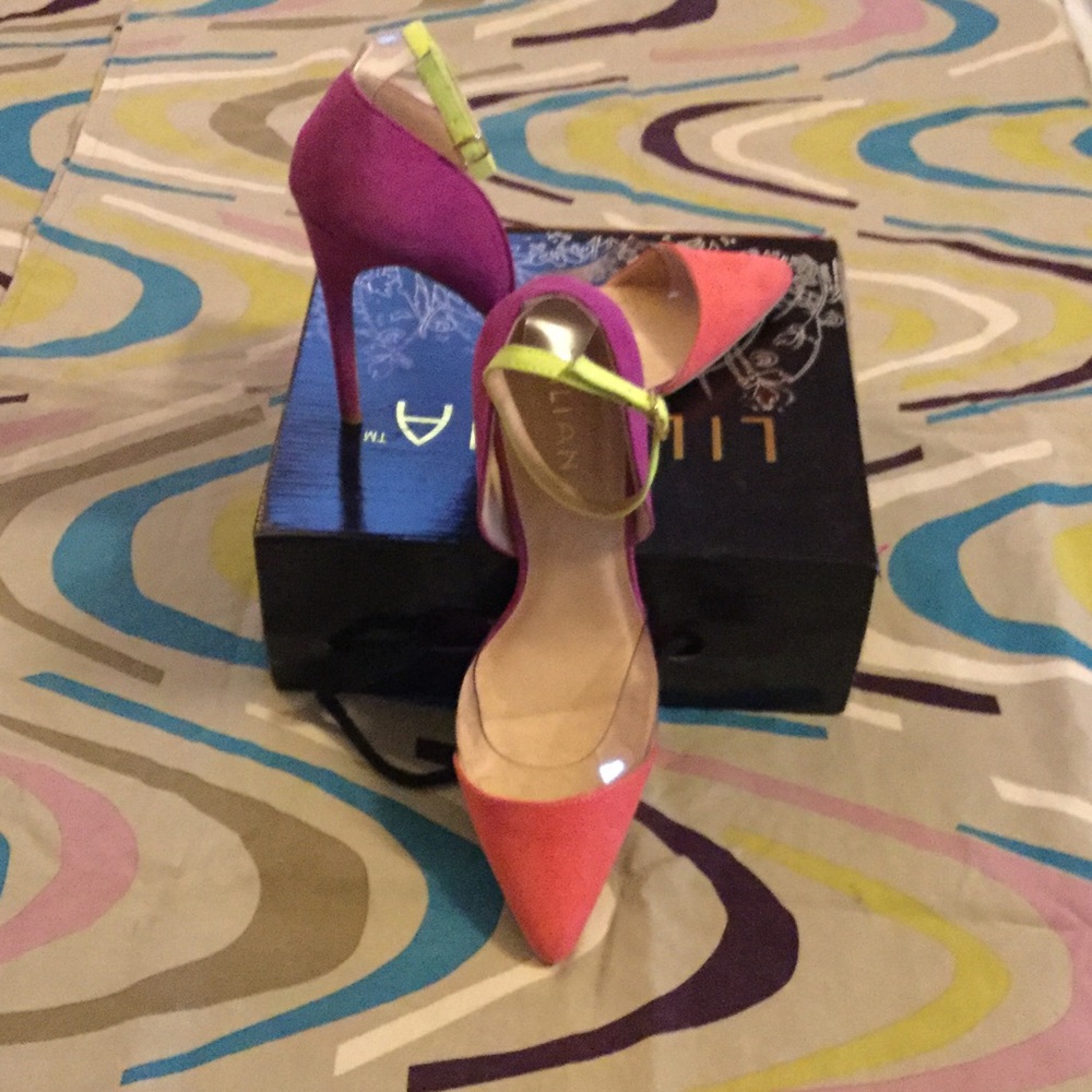 Pink Multi Suede Shoe Heels