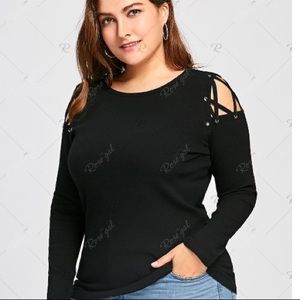 Plus Size Ripple Criss Cross Sweater