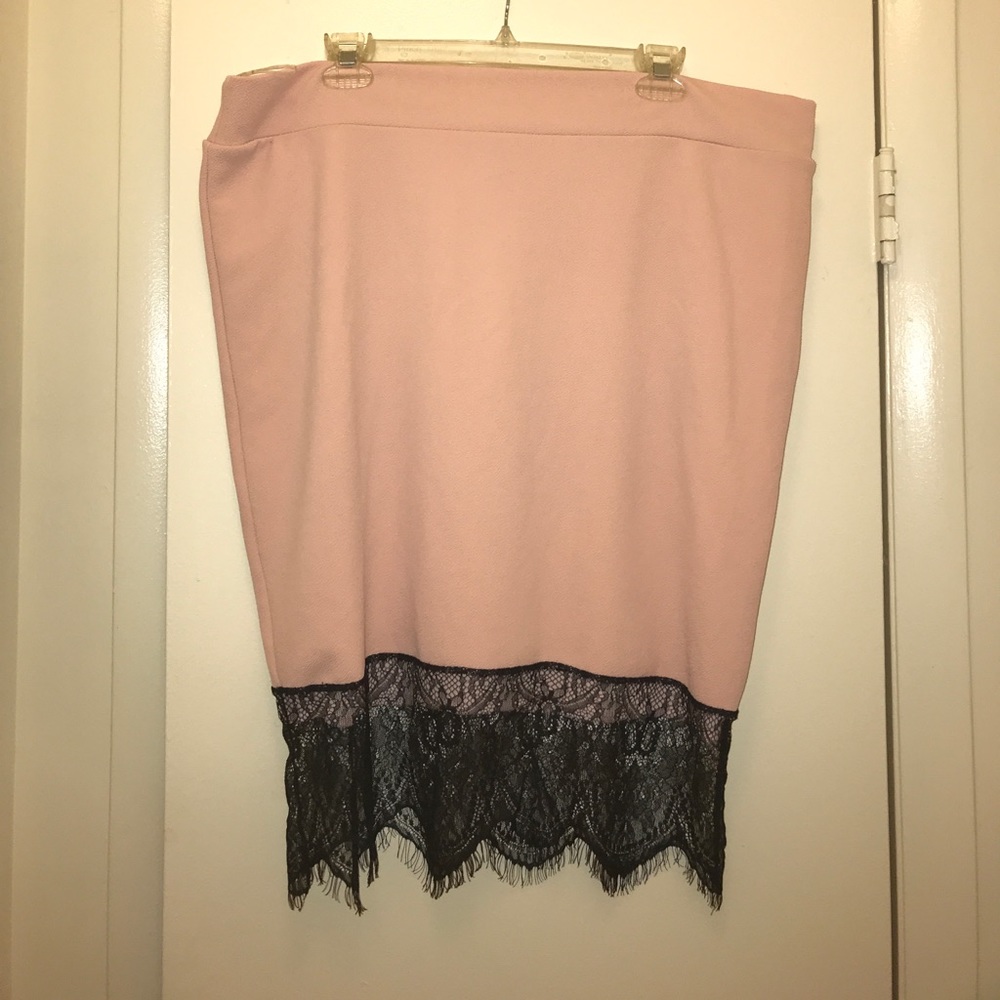 Pink and black pencil skirt