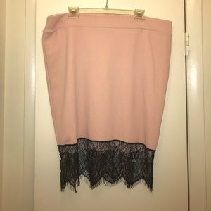 Pink and black pencil skirt