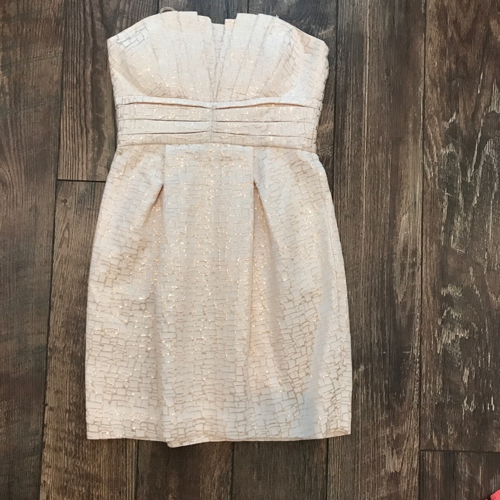 Max and Cleo gold and cream cocktail dress