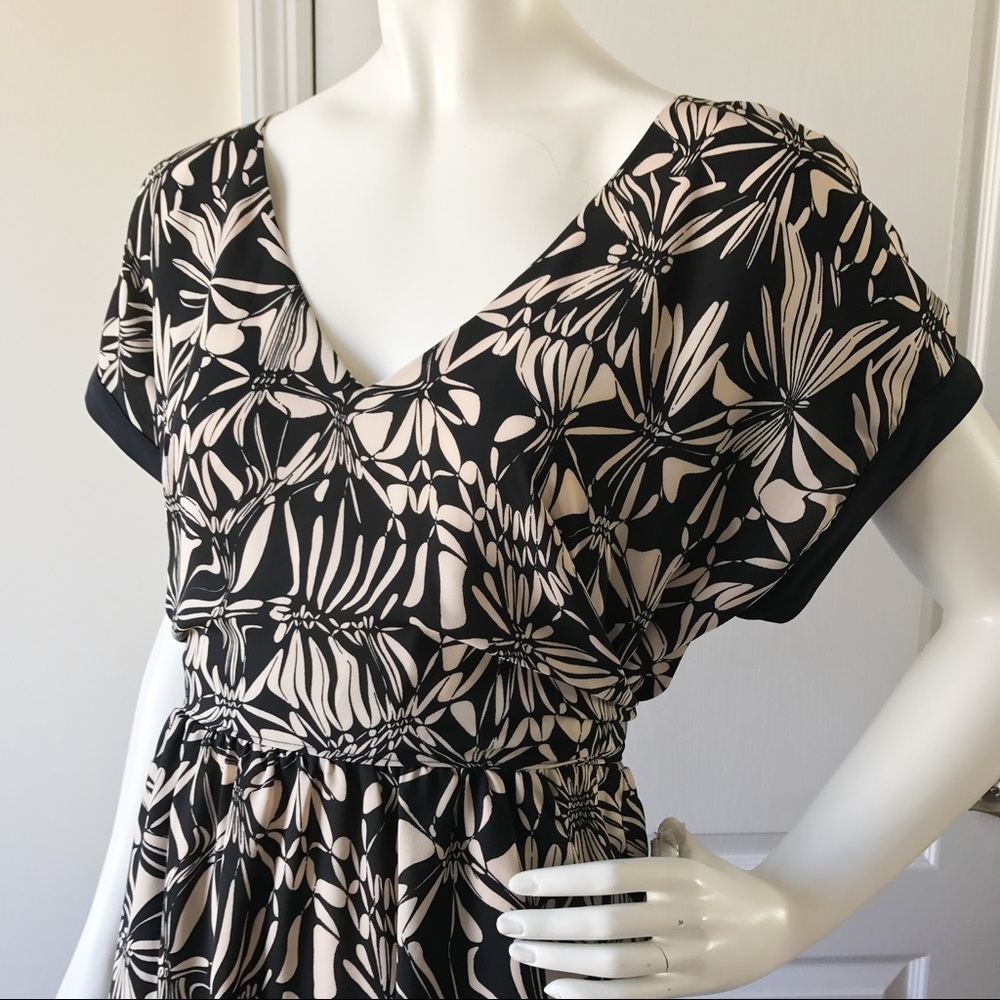 Anthropologie Postmark Black White Dress M 8 10