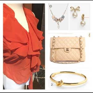 Pumpkin orange sheer blouse Pumpkin orange sheer blouse