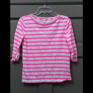 J.crew pink and white stripe 3/4 top!