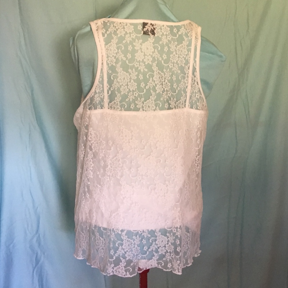 White Lace Blouse with Attached Camesole - Picture 3 of 4