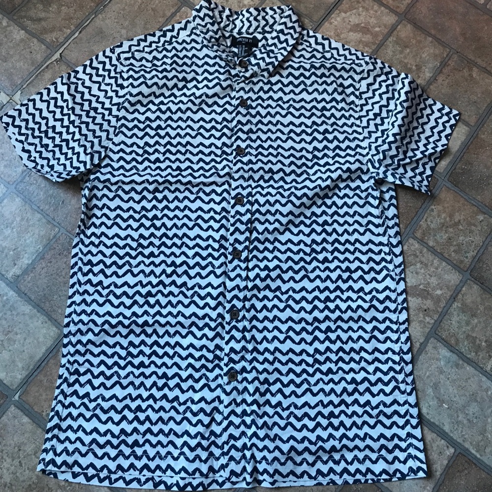 Blue and white button down