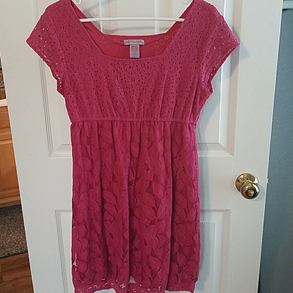 Ultra Pink Crochet Detail Dress