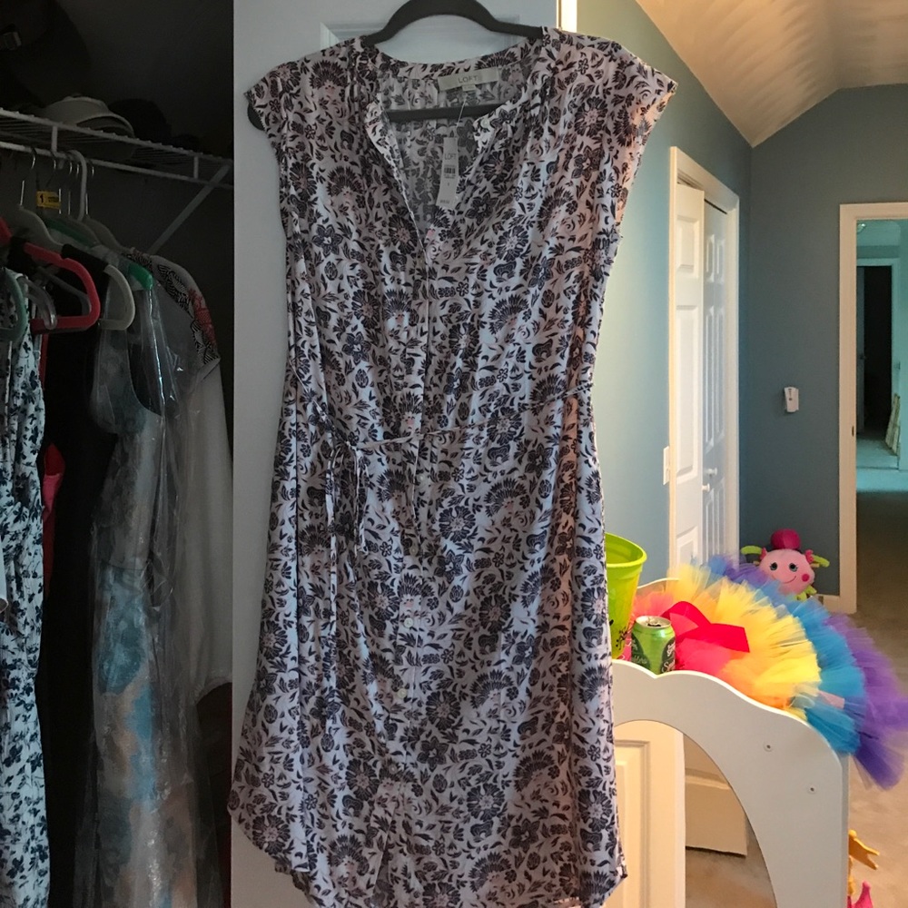 Floral print button up dress