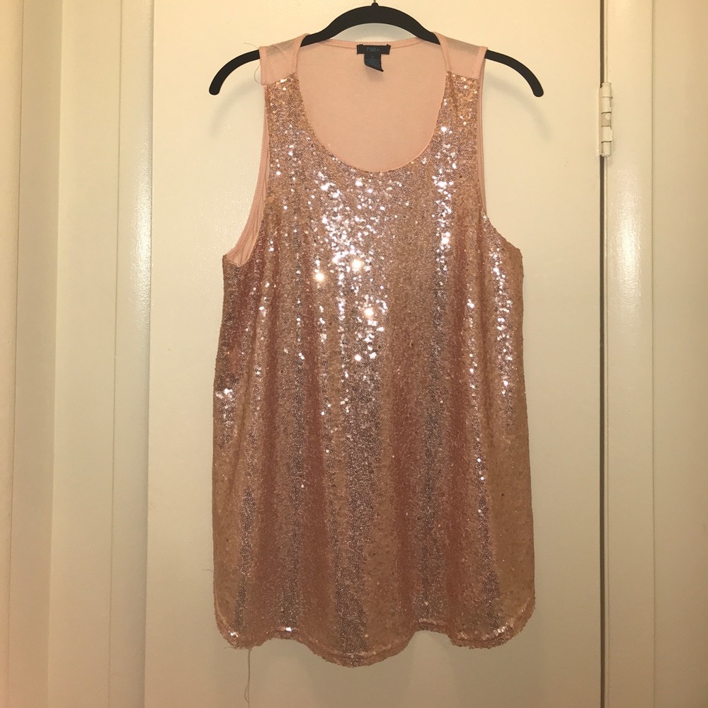 Rose gold sequin tank