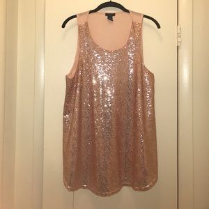 Rose gold sequin tank