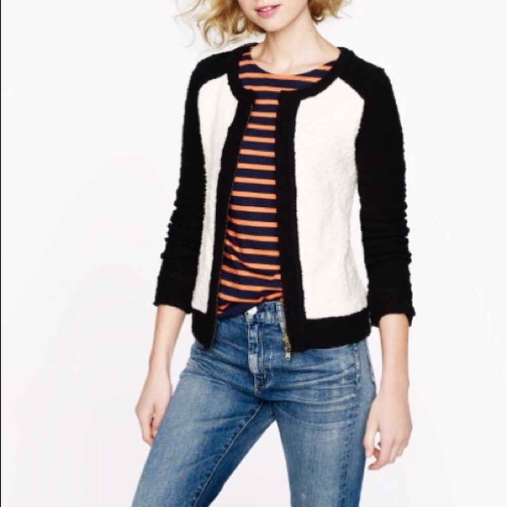 J Crew boucle double-zip cardigan