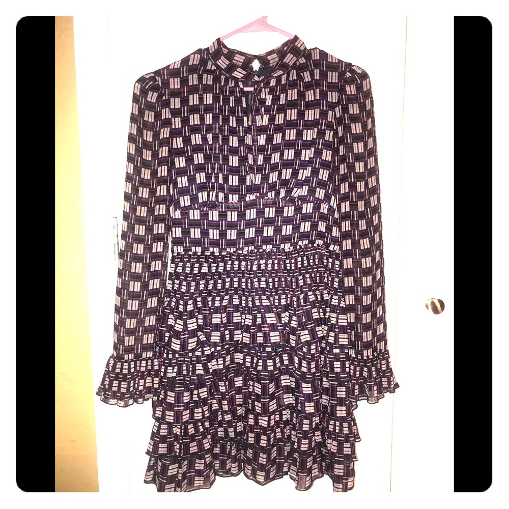 Anna Sui silk purple black dress size 8