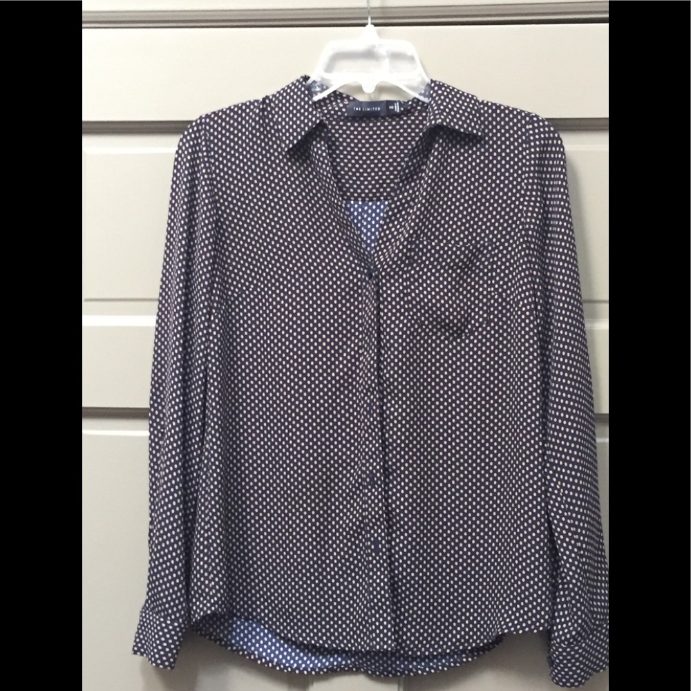 The Limited navy blouse with gold dots!