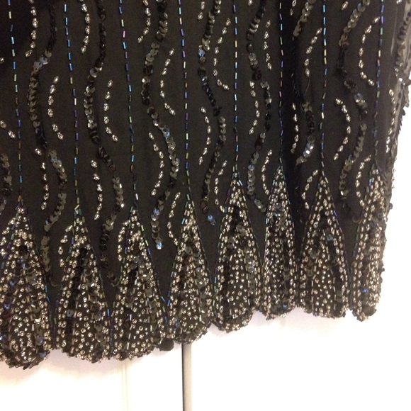 A Formal Affair Black Sequin Beaded Cocktail Dredd - Picture 3 of 7