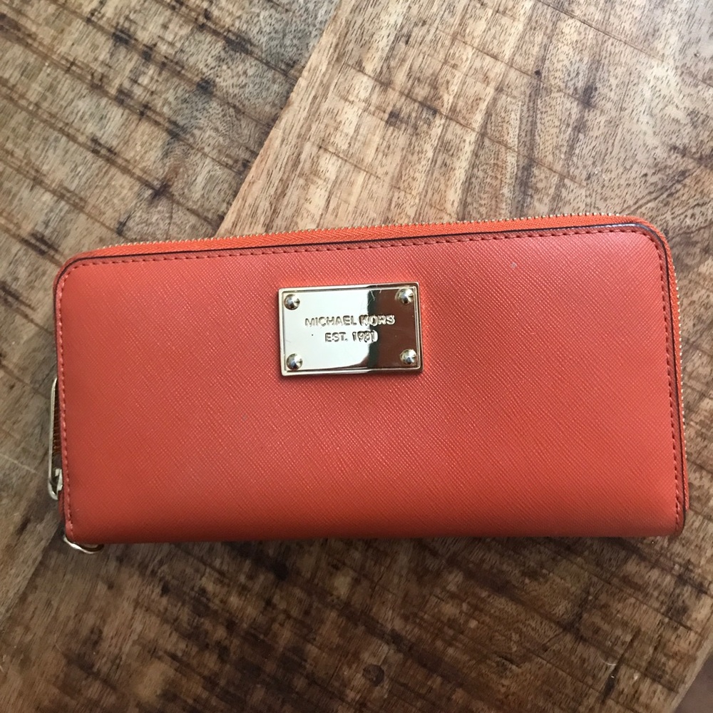 Michael Kors Orange Wallet Jet Set Leather