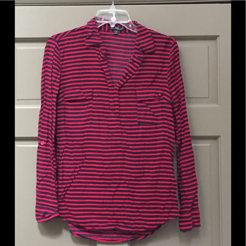 Velvet Heart red and navy stripe shirt