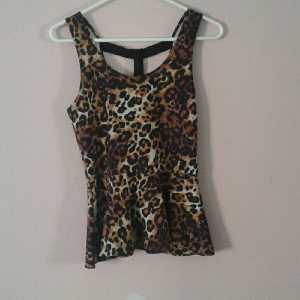 Peplum cheetah print top