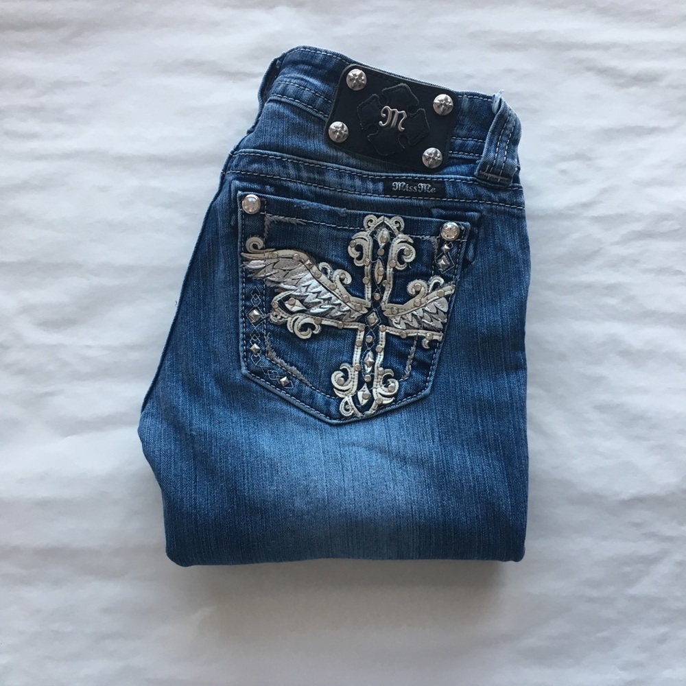 Miss Me wing cross bootcut jeans