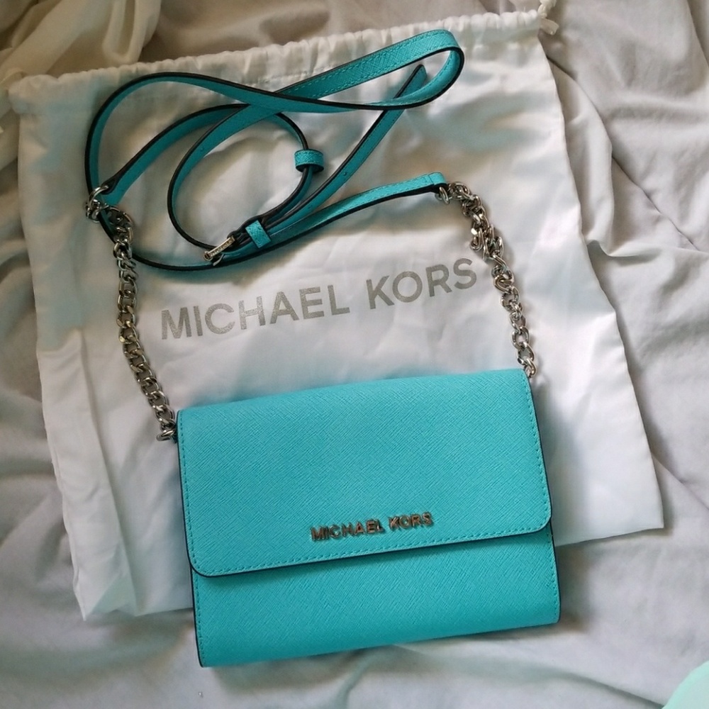 New with tags Michael Kors aquamarine cross-body