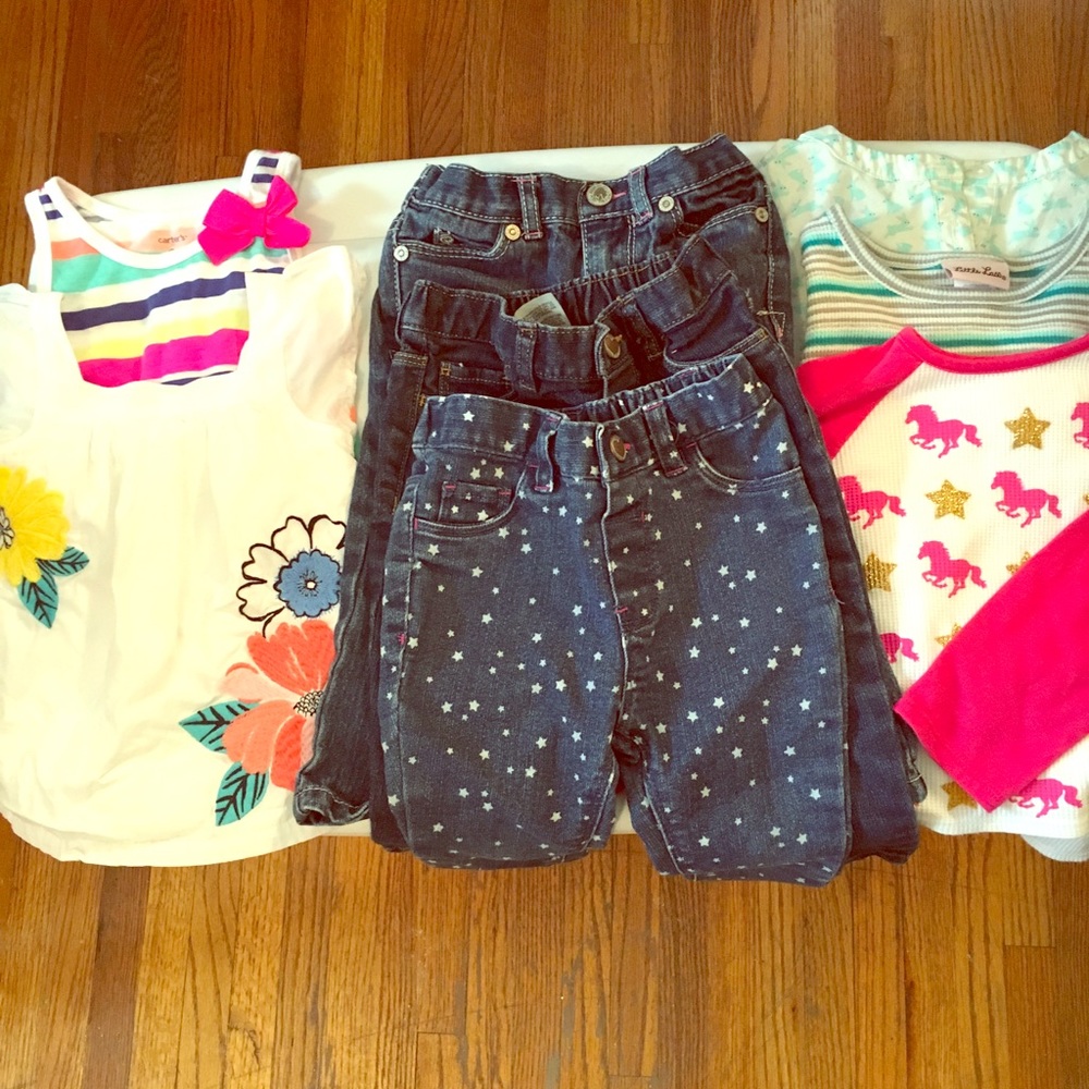 Toddler bundle - 3 pair jeans & 5 tops