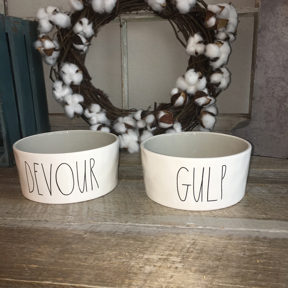 Rae Dunn "Devour" & "Gulp" Food Bowls