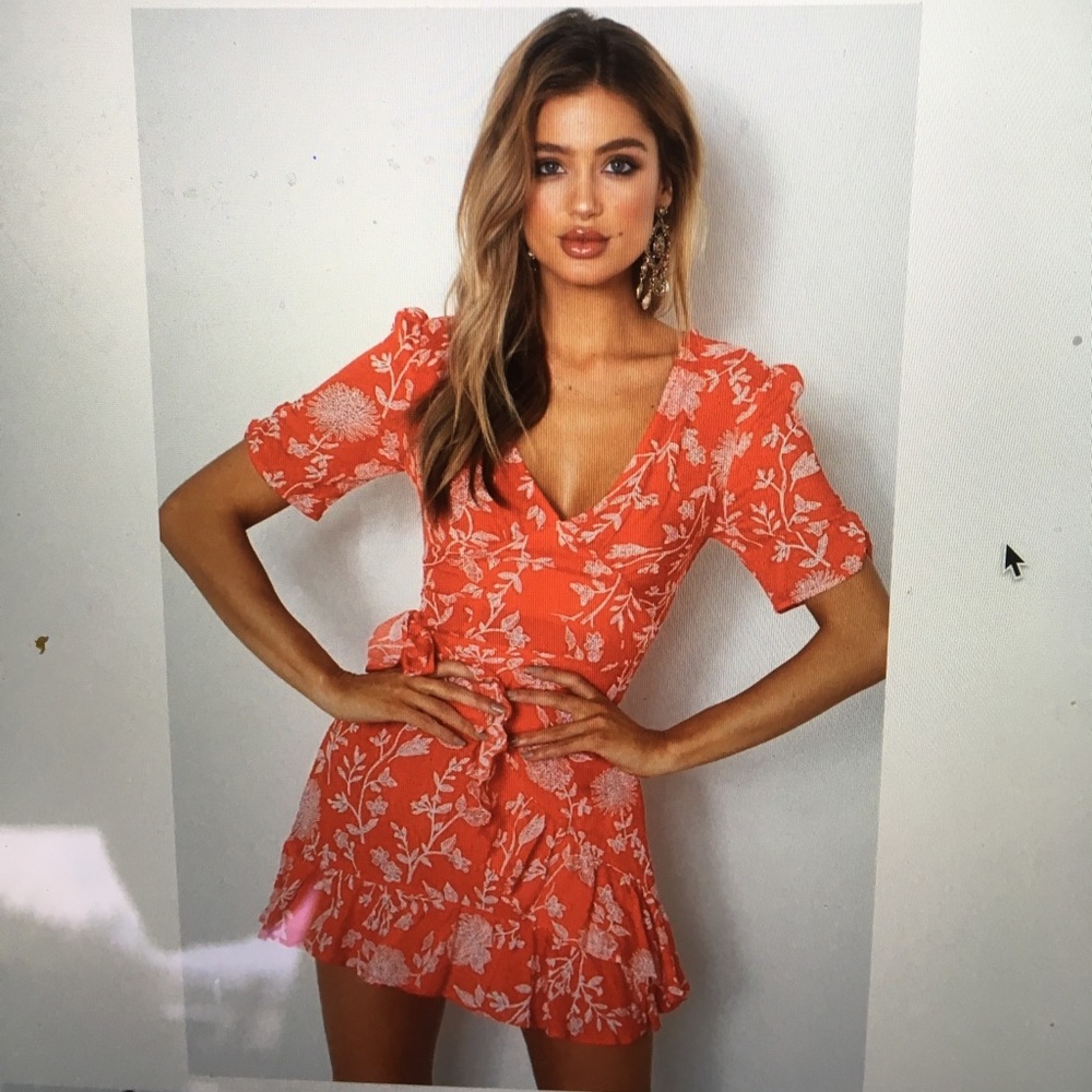 Wrap mini dress, red print, from White Fox