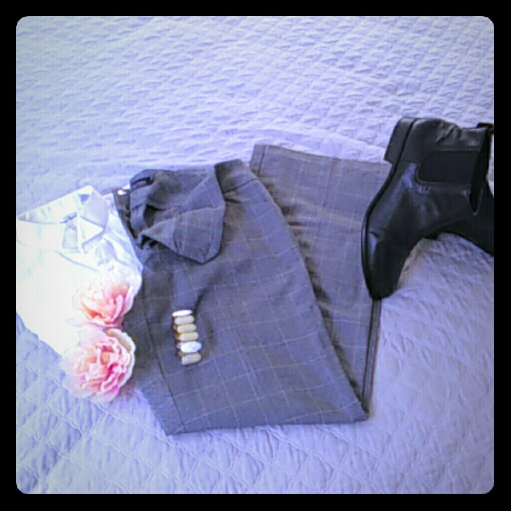 Grey Plaid Dress Slacks