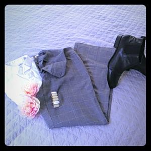 Grey Plaid Dress Slacks