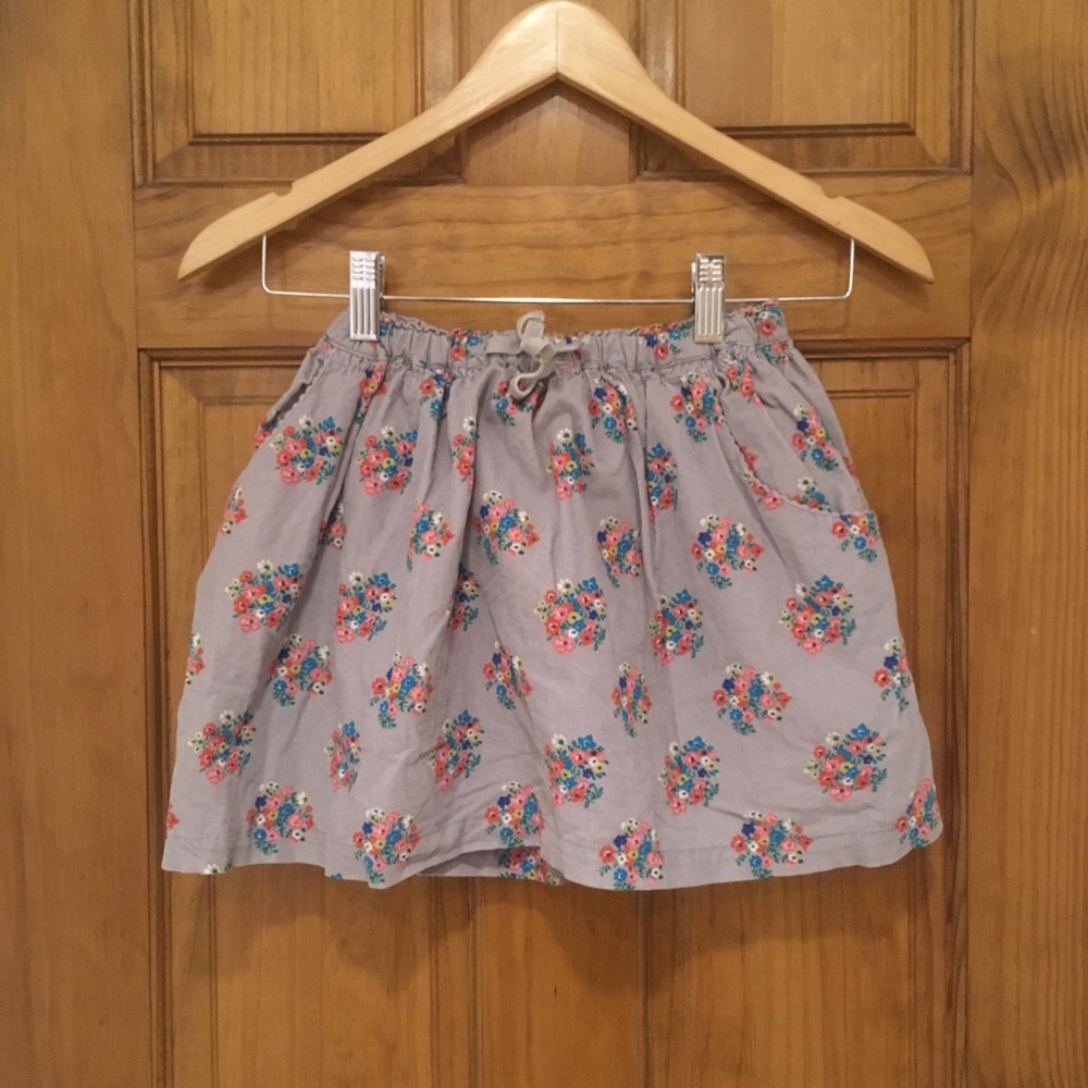 Mini Boden Size 6-7 Girls Corduroy Floral Skirt