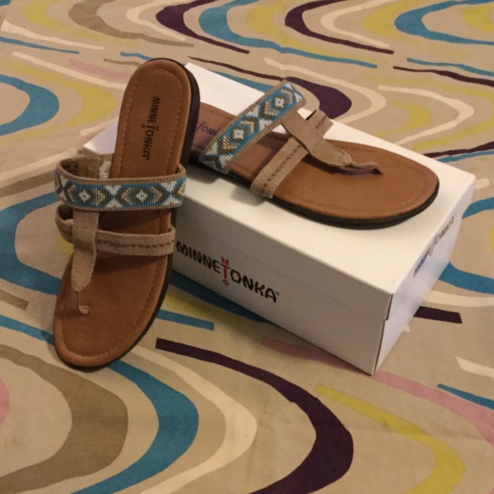 Native American Blue/Tan Moccasins Sandals
