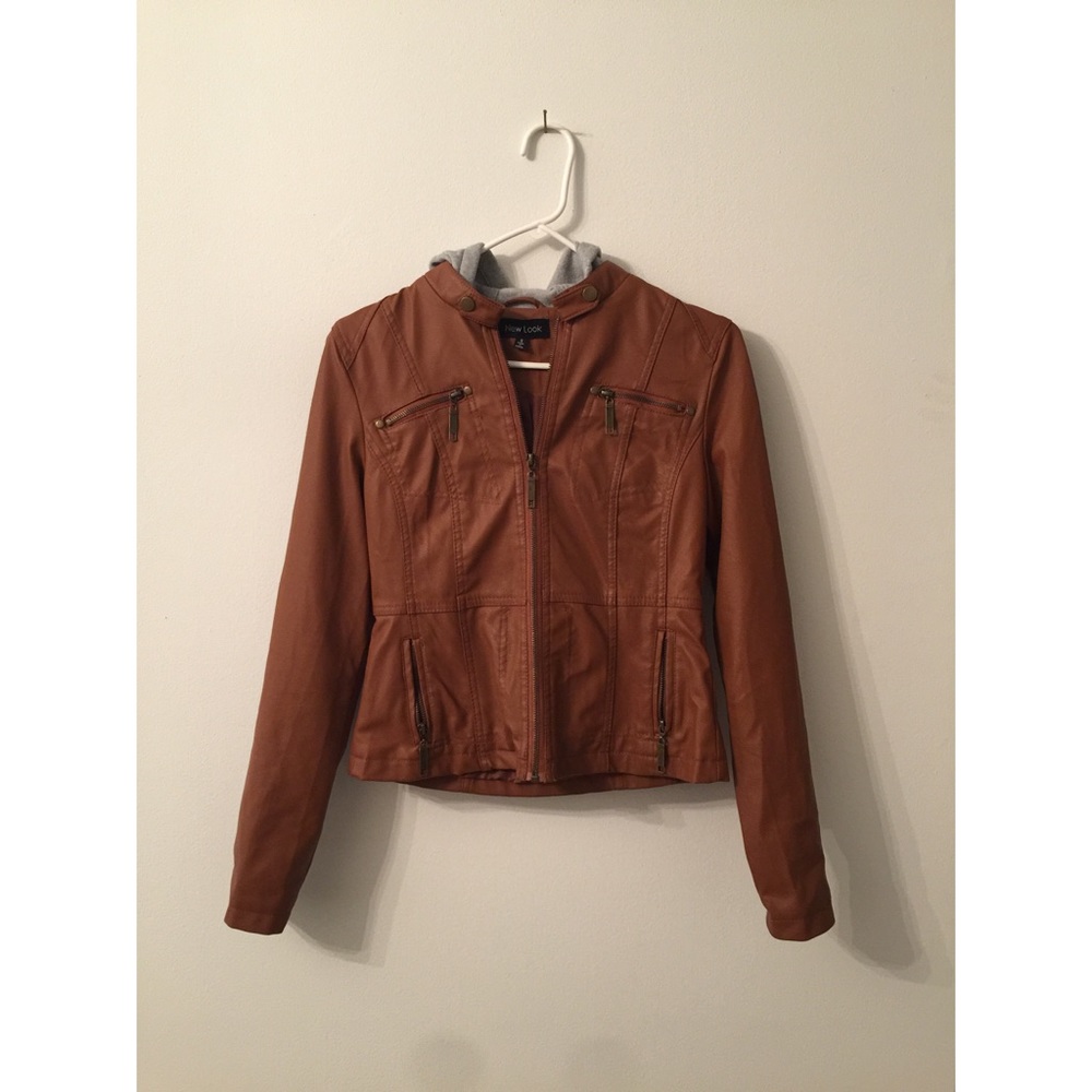 Brown Hooded Leather Jacket