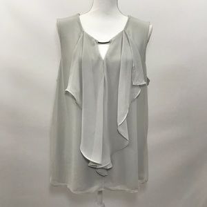 New York & Company Gray Ruffle Stretch Tank