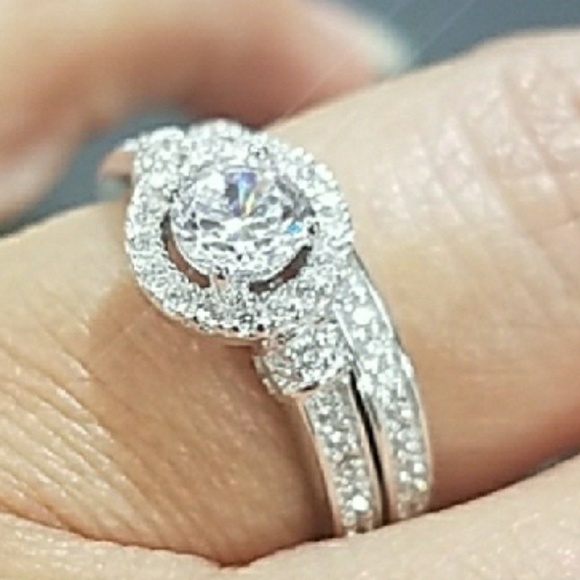 Jewelry - 14k gold plated Engagement ring and Wedding band