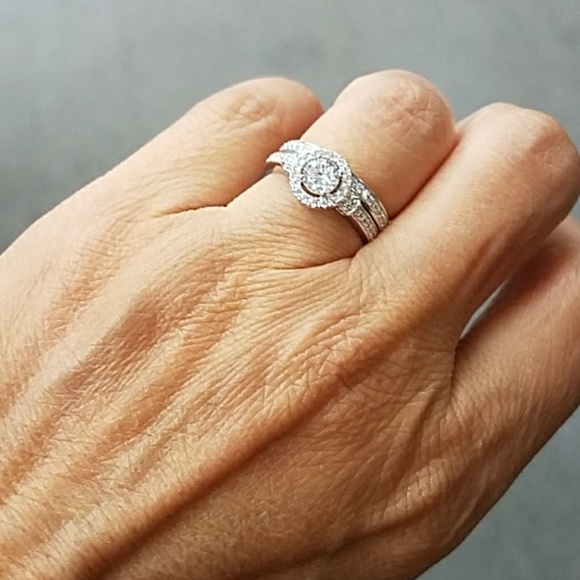 14k gold plated Engagement ring and Wedding band - Picture 2 of 7