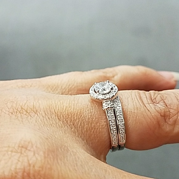 14k gold plated Engagement ring and Wedding band - Picture 3 of 7