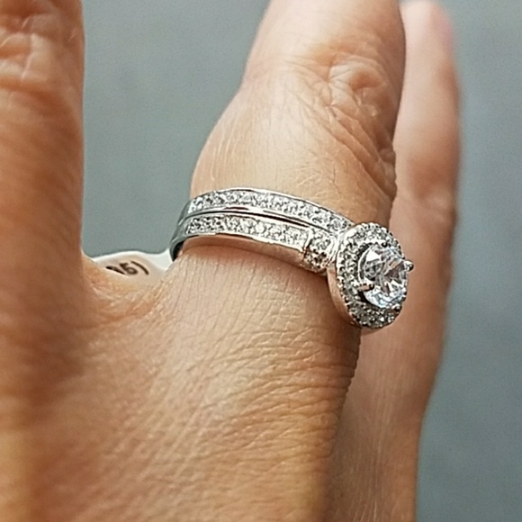 14k gold plated Engagement ring and Wedding band - Picture 5 of 7