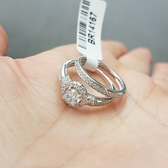 14k gold plated Engagement ring and Wedding band - Picture 6 of 7