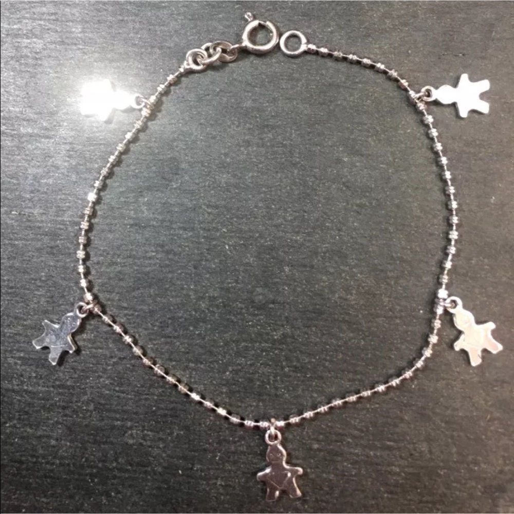 Silver Italian Boy Dangling Charms Link Bracelet