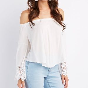 NEW Crochet Bell Sleeve Off Shoulder Top NEW Crochet Bell Sleeve Off Shoulder Top