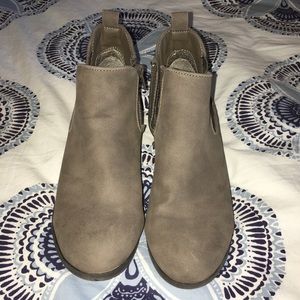 Gray Chelsea Ankle Booties with Side Zipper