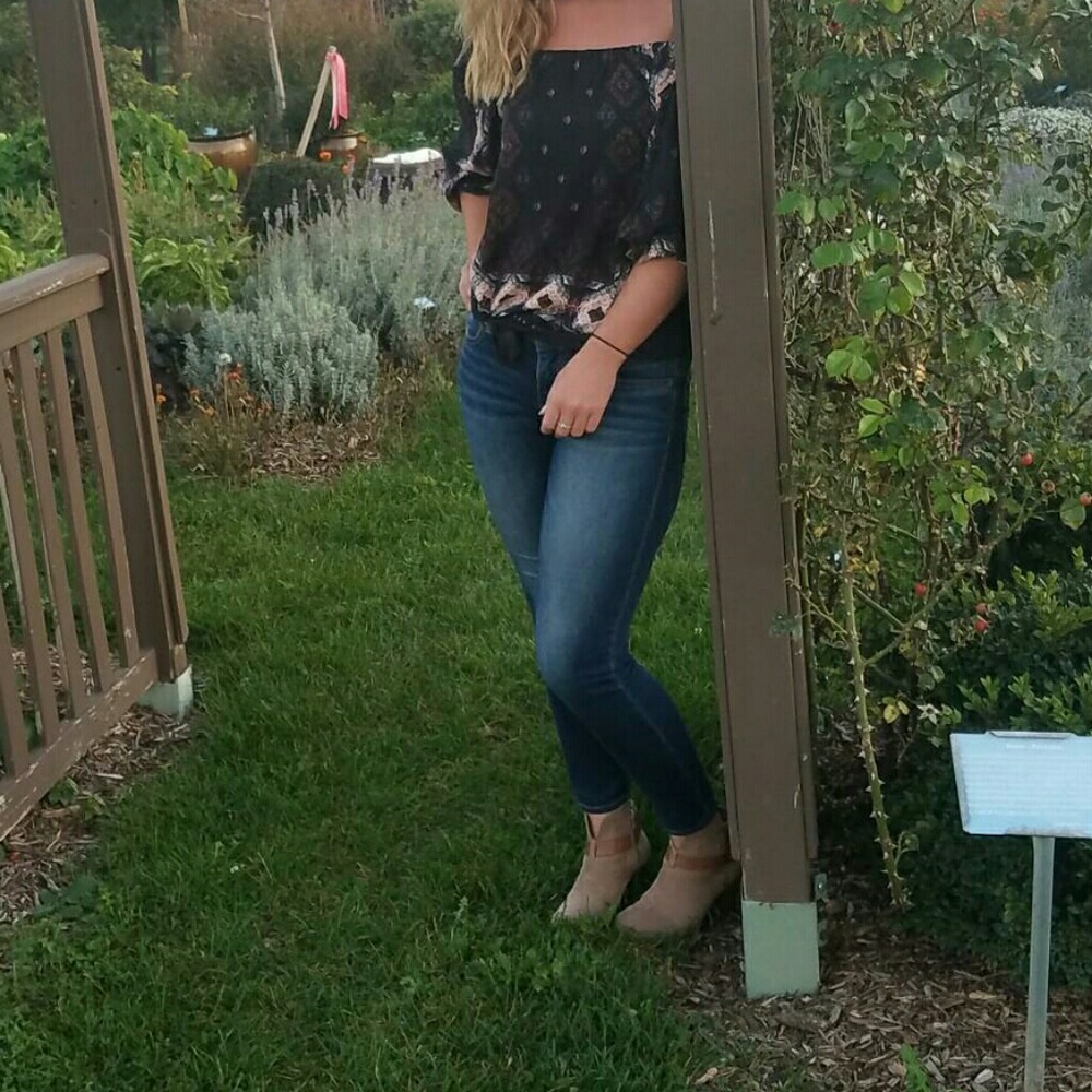 Black off the shoulder shirt
