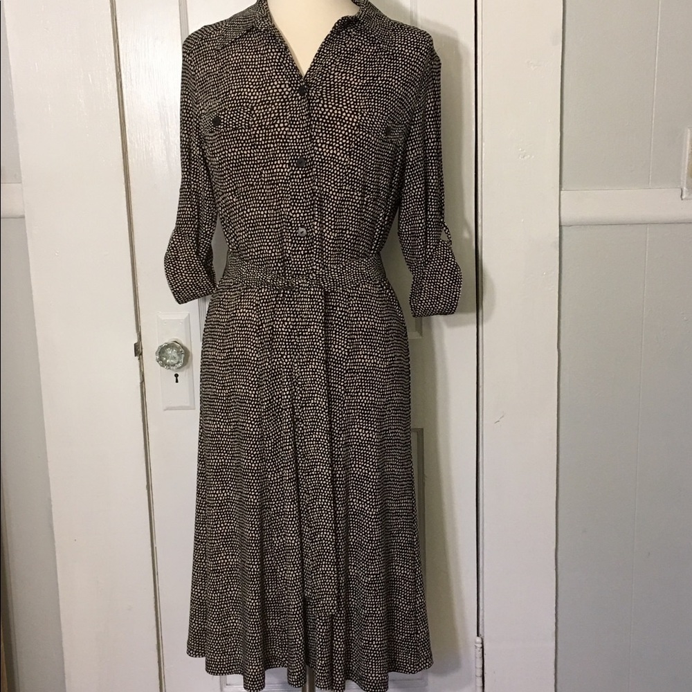 Jones New York Button Front Dress Black & Tan