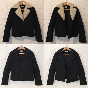 Eleven Paris shearling collar wool jacket