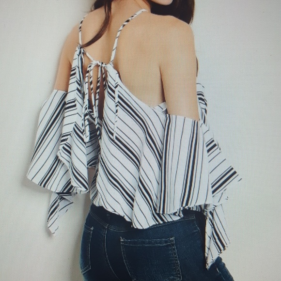 BLACK AND WHITE STRIPE TOP - Picture 2 of 2