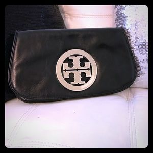 Tory Burch black  and silver clutch/ cross body