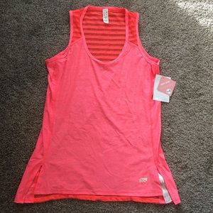 Marika stripe mesh back tank, coral, size S