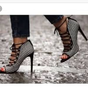 Zara Checkered Lace Up Heel