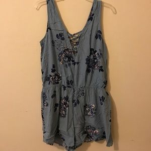 Blue floral romper