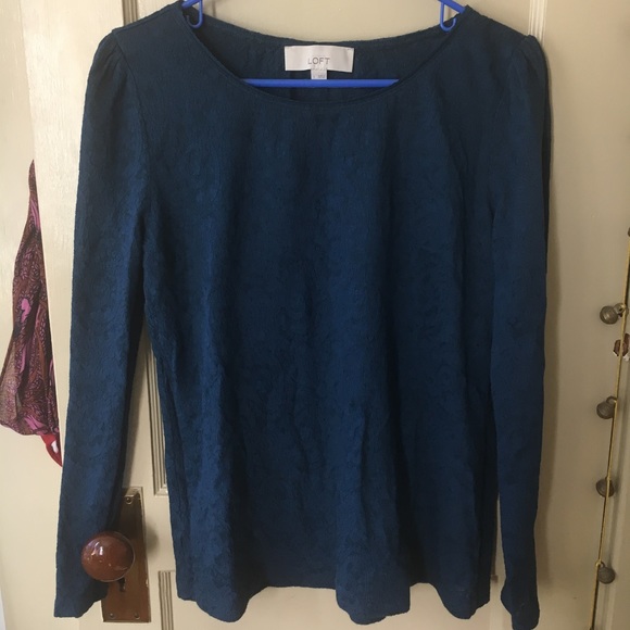 Loft Blue Lacy Sweater size Large - Picture 1 of 4